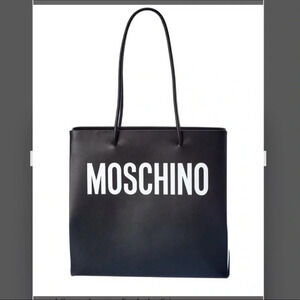 ! Moschino Women's Black Logo Leather Tote